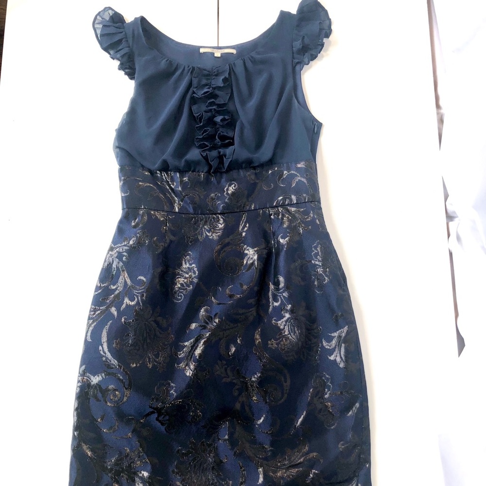 💙EUC Wendy Katlen Blue & Metallic Cocktail Dress